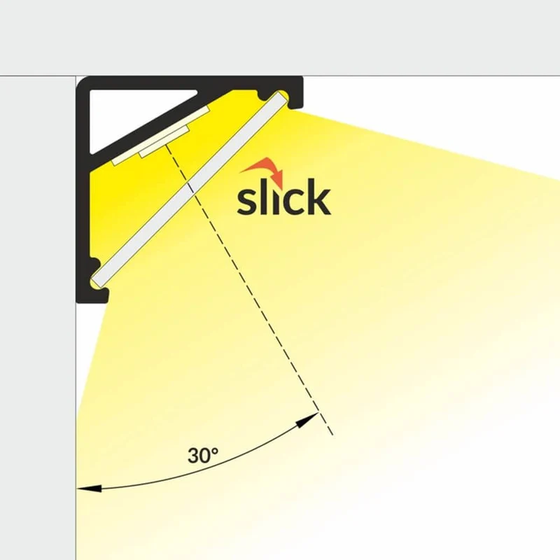 Aufbau-Eckprofil 30° & 60° 200cm Weiß ohne Abdeckung für LED-Strips