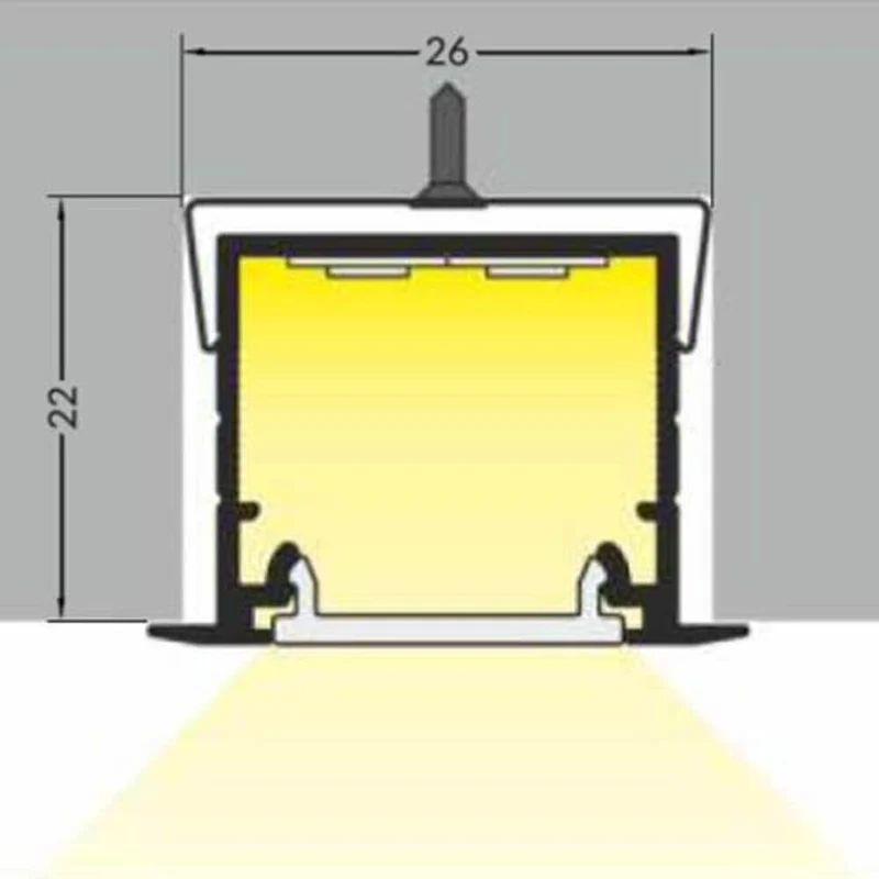 Einbauprofil tief 200cm Alu-eloxiert ohne Abdeckung für LED-Strips