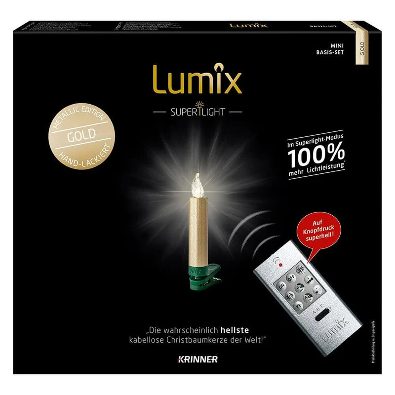 LED Christbaumkerzen Lumix Superlight Mini Goldfarben Basis
