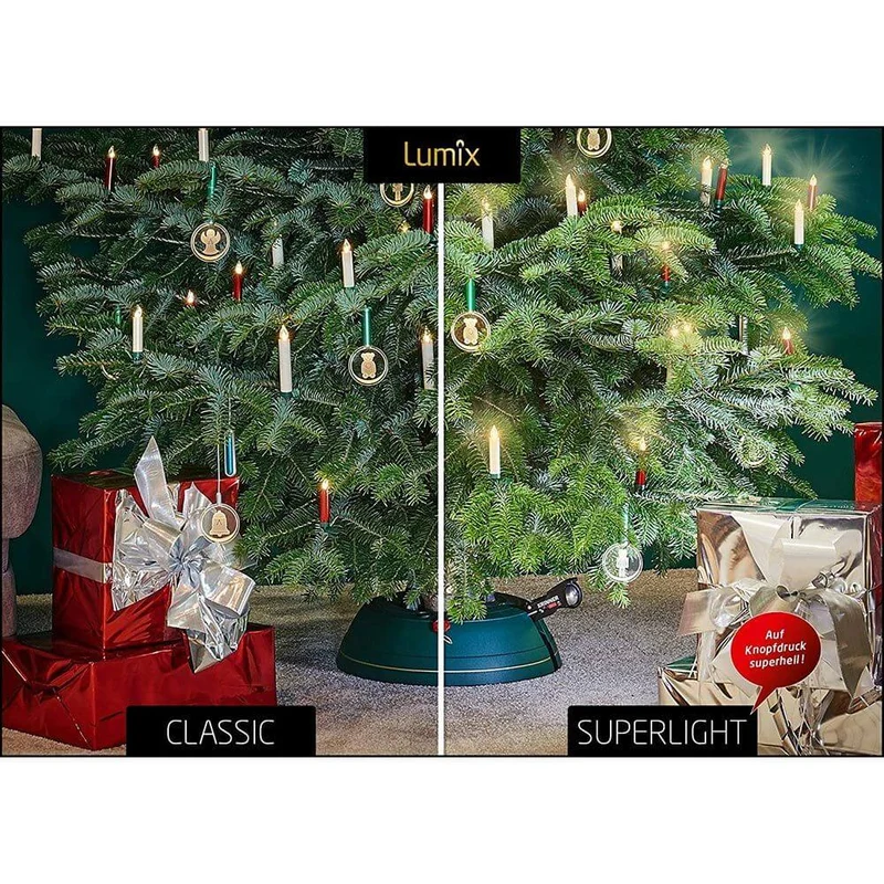 LED Christbaumkerzen Lumix Superlight Mini Goldfarben Basis