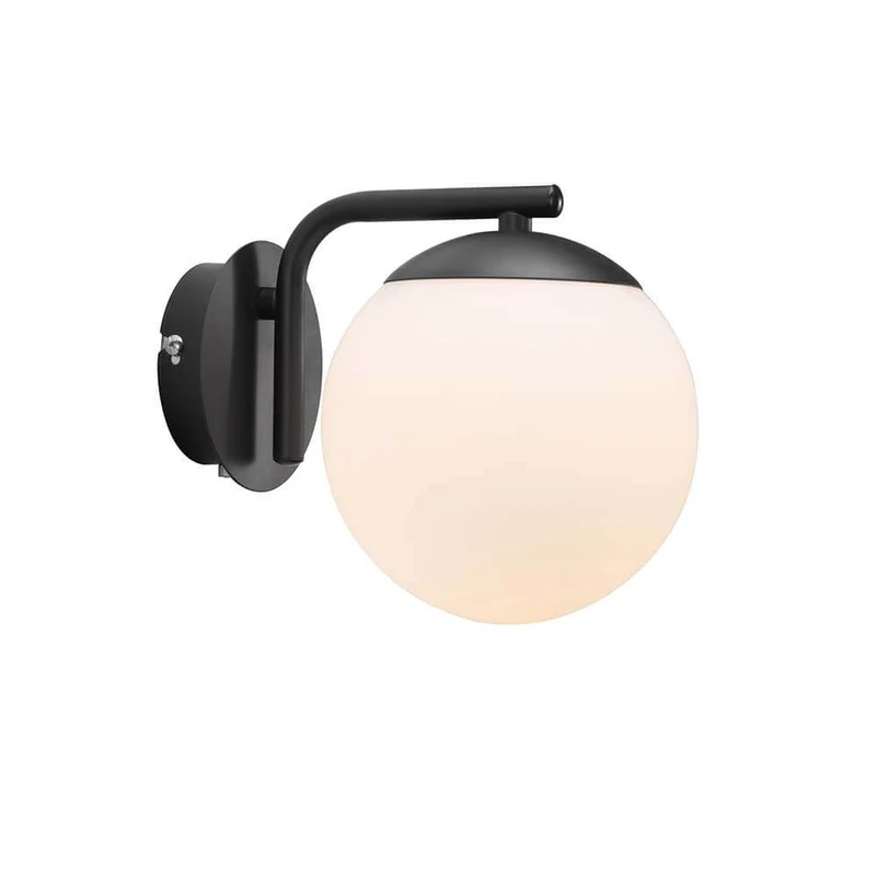 Wandlampe Grant Schwarz, Opal Weiß