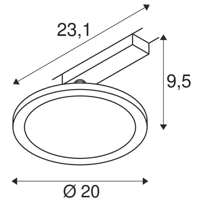 Panel LED Spot Schwarz Track Round Ø 20cm 1-Phasen