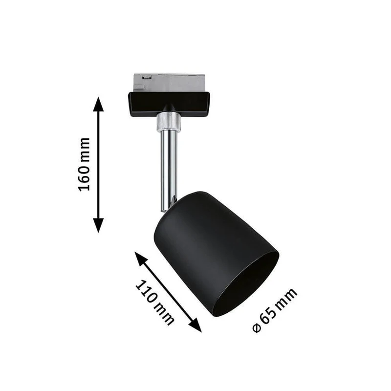U-Rail Schienenspot Cover Einzelspot Dimmbar Schwarz-Matt, Chrom