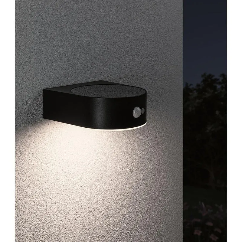 Solar LED Außenwandleuchte Eileen Sensor Schwarz
