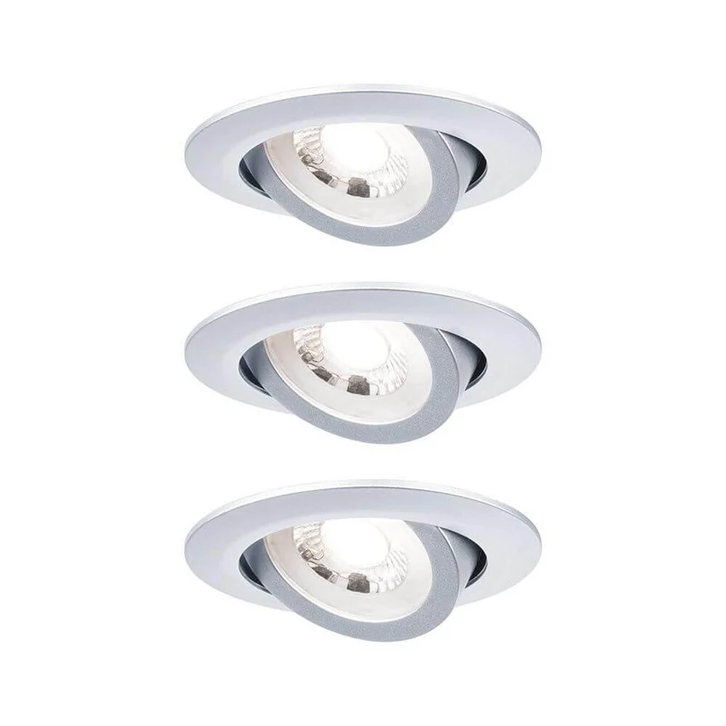LED Einbauleuchte 3er-Set Stufen-Dimmbar Schwenkbar Chrom-Matt