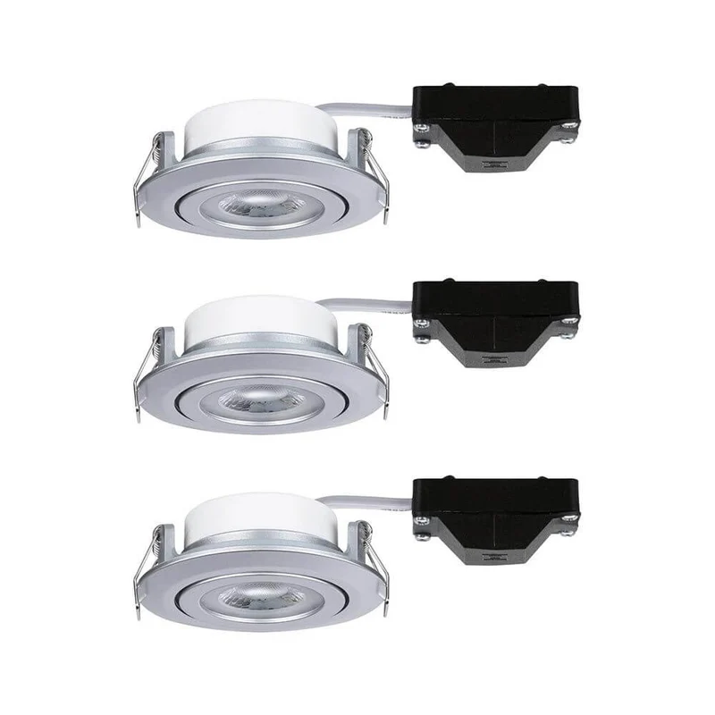 LED Einbauleuchte 3er-Set Stufen-Dimmbar Schwenkbar Chrom-Matt