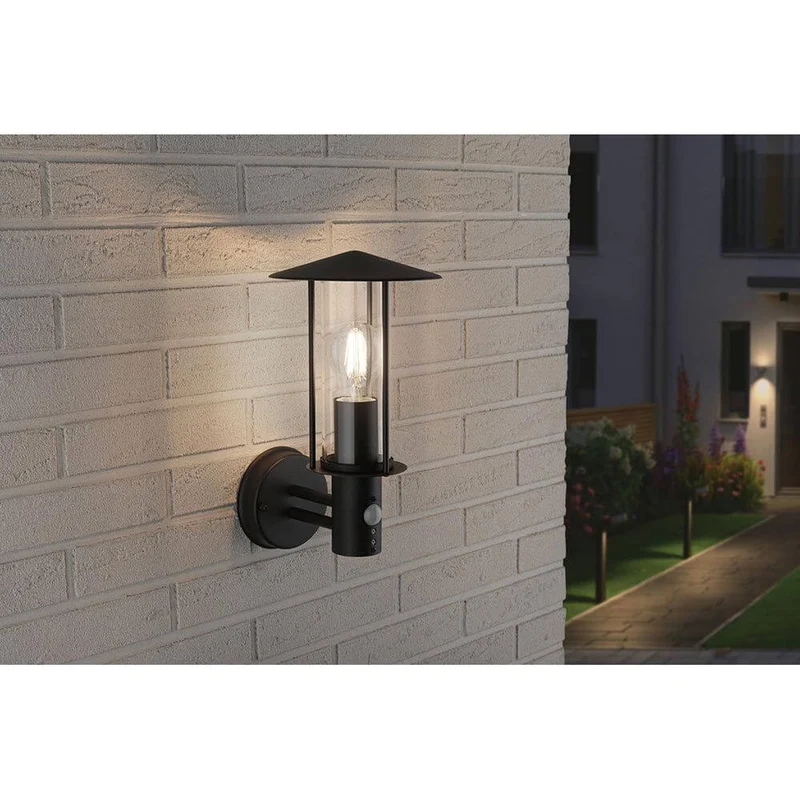 Sensor Außenwandleuchte Classic Dunkelgrau Metall Glas