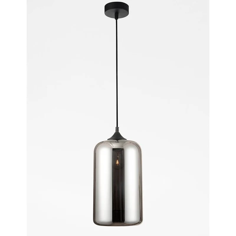 Savaz Glas Hängelampe Chrom, Rauchfarben