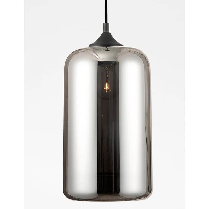 Savaz Glas Hängelampe Chrom, Rauchfarben