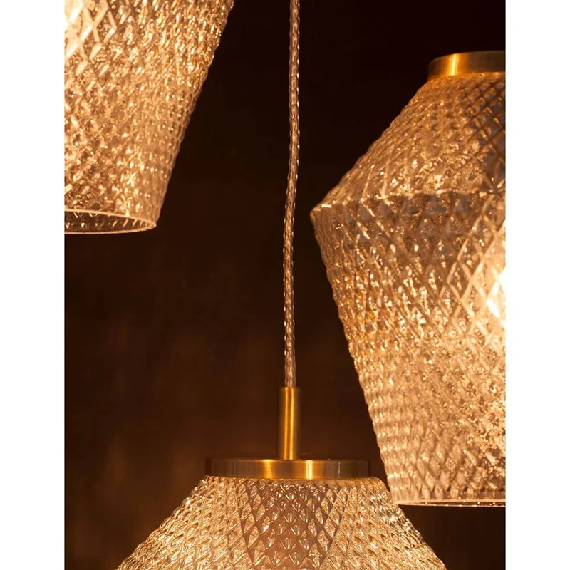 Magio Glas-Pendellampe 3-flammig Cognac