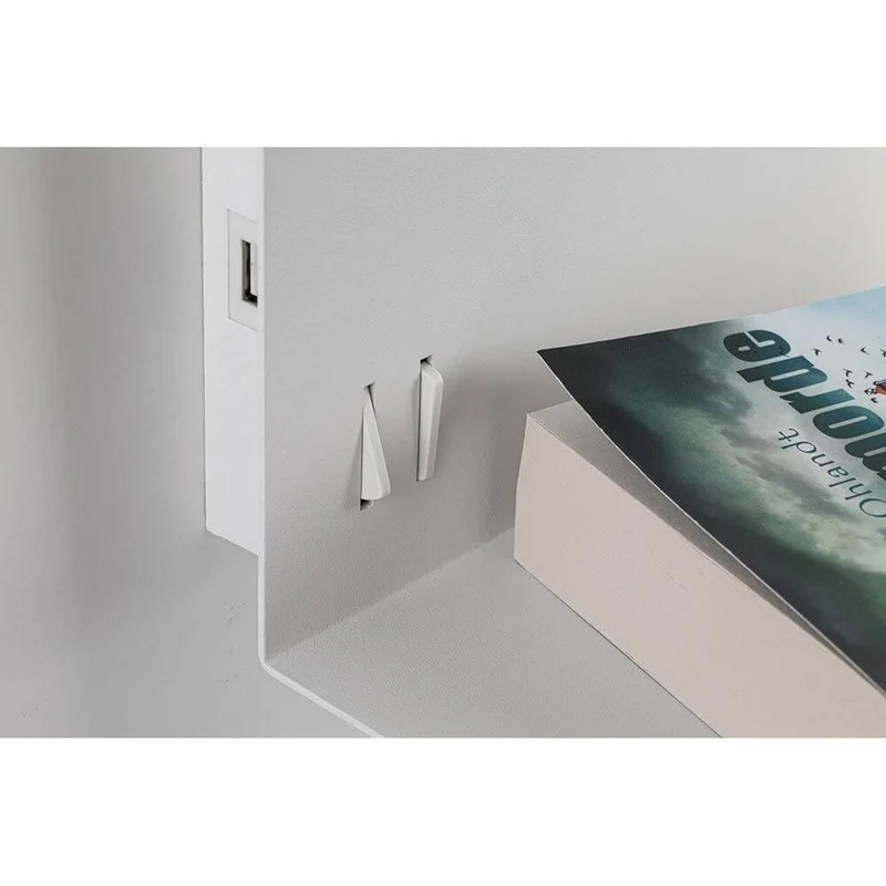 Merani Wandleuchte mit Ablage & LED Lesearm Grau, Weiß