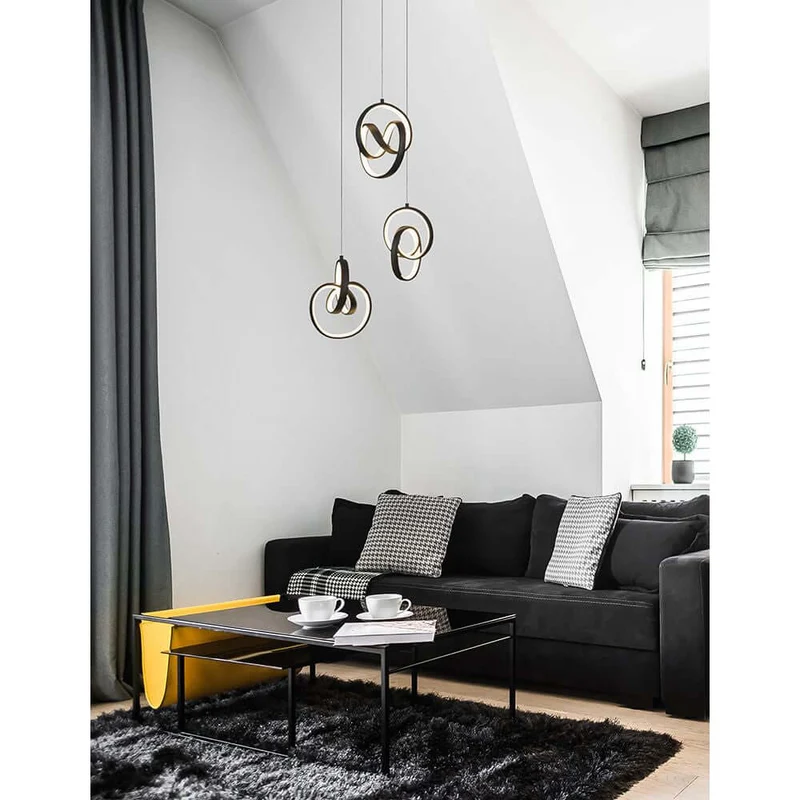 Rings LED Hängelampe Aufhängung Schwarz
