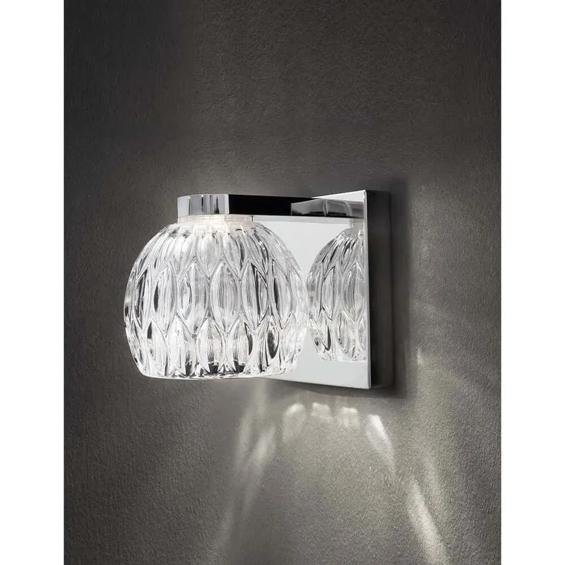 Lara Wandlampe Glas Chrom