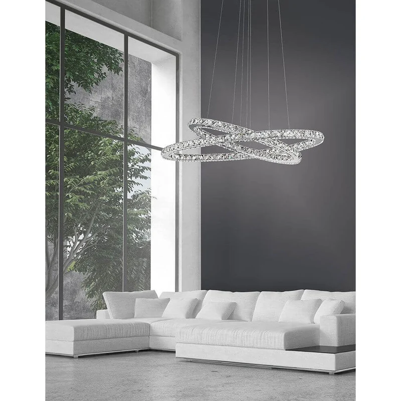 Celine LED Kristall-Hängeleuchte Glas Chrom