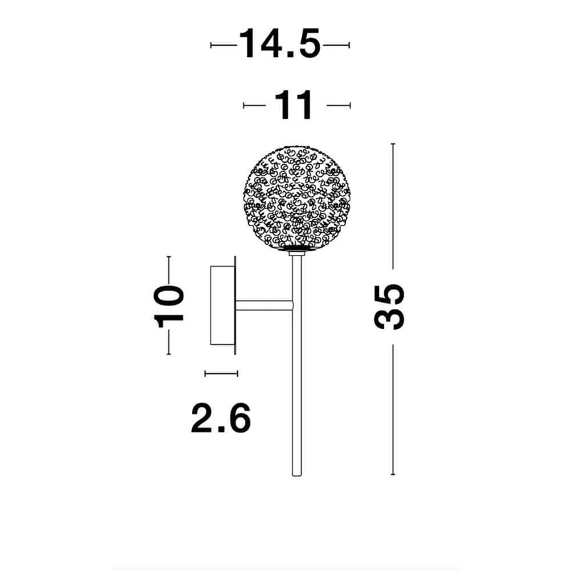 Mirano Kugel Wandlampe Gold, Klar