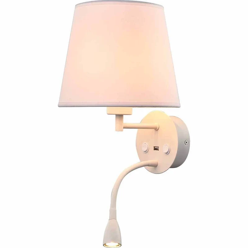 Caicos Wandleuchte + LED-Lesespot + USB-Anschluss