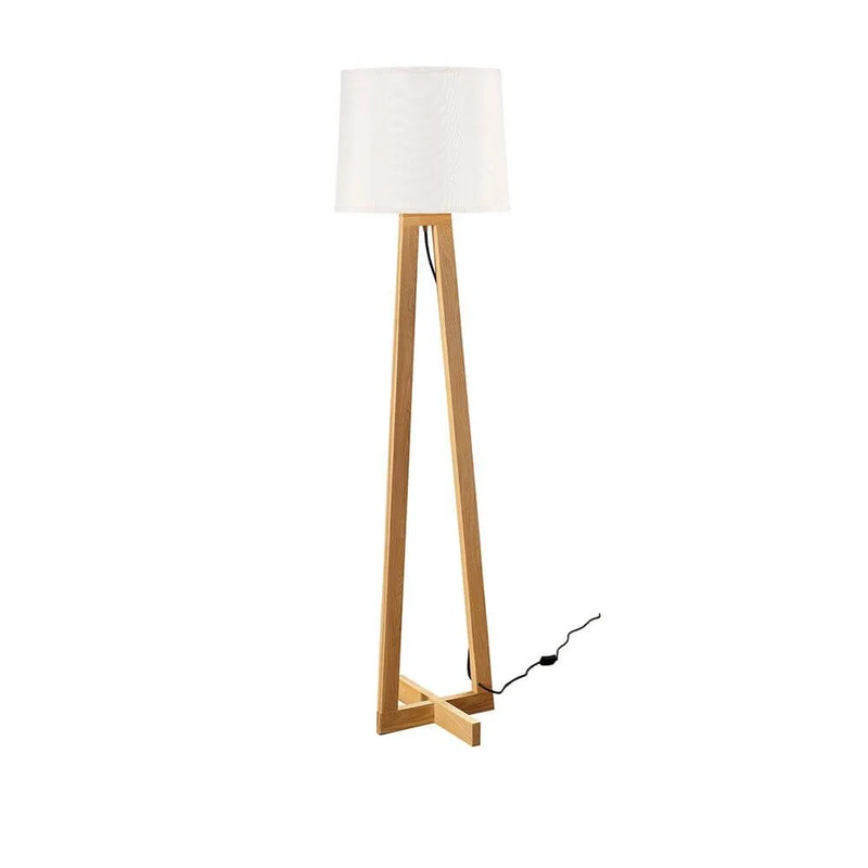 Alma Stehlampe aus Naturholz, Weiß