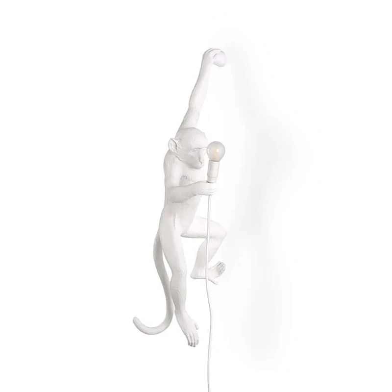 Seletti Monkey Wandleuchte hängend linke Hand Weiß