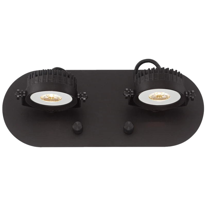 Spotlight Plug In Led Brown Two Head Wall Lamp