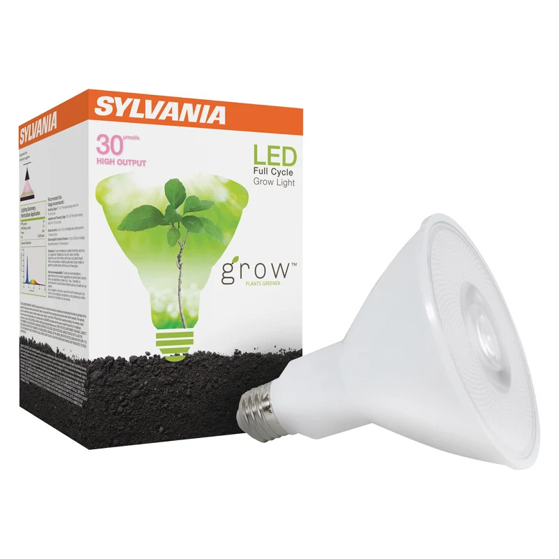 SYLVANIA Full Cycle 20W LED Grow Light Bulb, PAR38, 30 Micromoles/s, 80 CRI, Non-Dimmable, Frosted - 1 PK