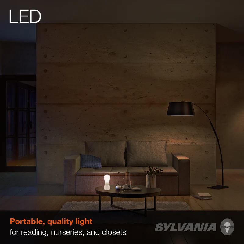 SYLVANIA Battery Powered Portable LED Night Light, Dimmable, 3000K, 2 Light Levels, Warm White, Batteries Not Included