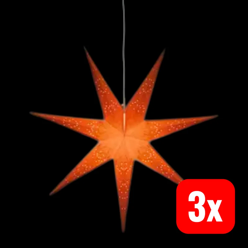 3x B-Ware Konstsmide 78 cm Oranger Papierstern Lichtobjekt für Innenbeleuchtung