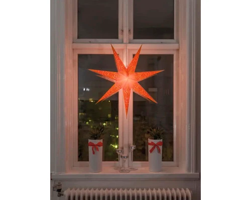3x B-Ware Konstsmide 78 cm Oranger Papierstern Lichtobjekt für Innenbeleuchtung