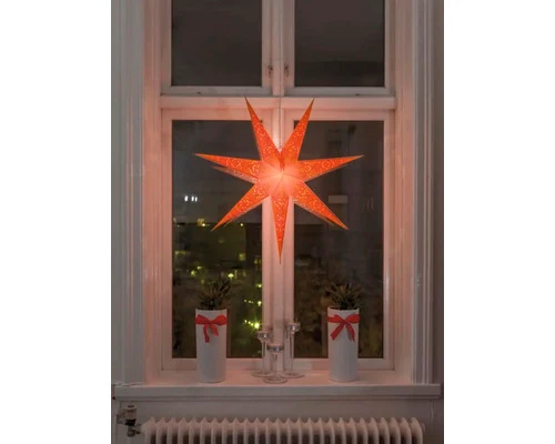 3x B-Ware Konstsmide 78 cm Oranger Papierstern Lichtobjekt für Innenbeleuchtung