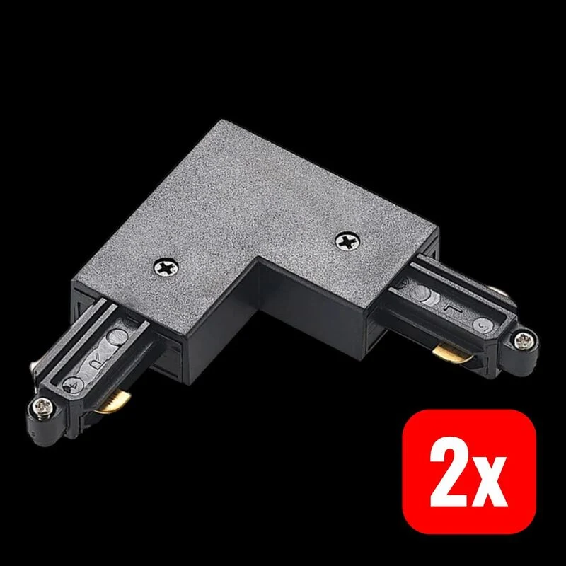 2x B-Ware Lindby Eckverbinder Linaro schwarz 1-Phasen-System 6,5x6,5 cm Kunststoff