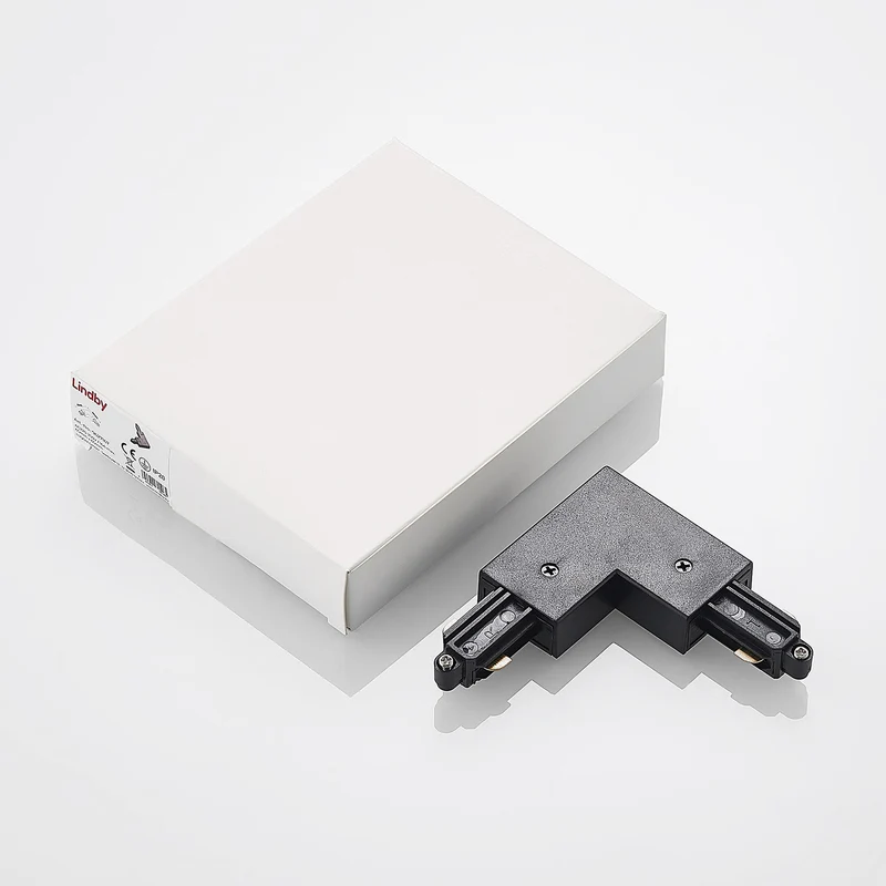 2x B-Ware Lindby Eckverbinder Linaro schwarz 1-Phasen-System 6,5x6,5 cm Kunststoff