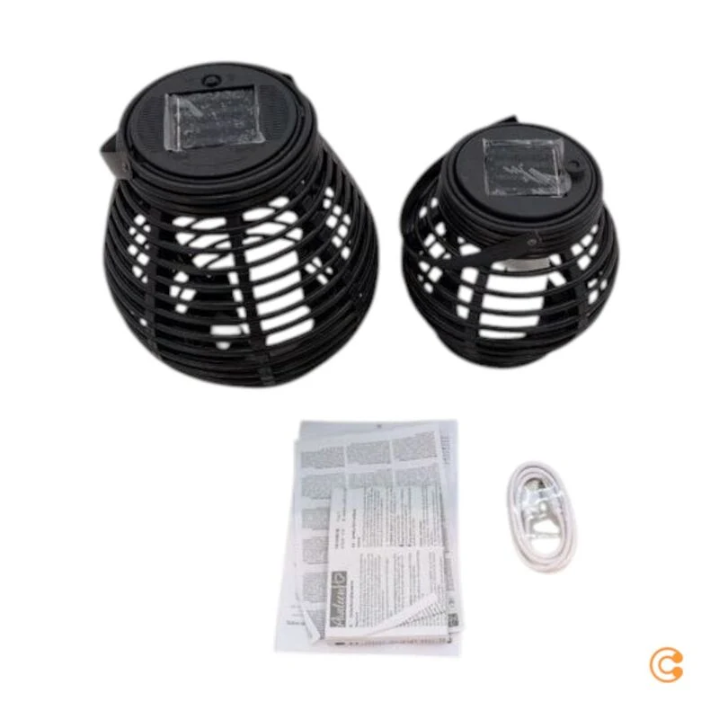 B-Ware Pauleen Laterne Windlicht Solar LED schwarz Kunststoff Set Garten Dekolicht Auße