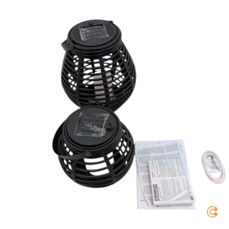 B-Ware Pauleen Laterne Windlicht Solar LED schwarz Kunststoff Set Garten Dekolicht Auße