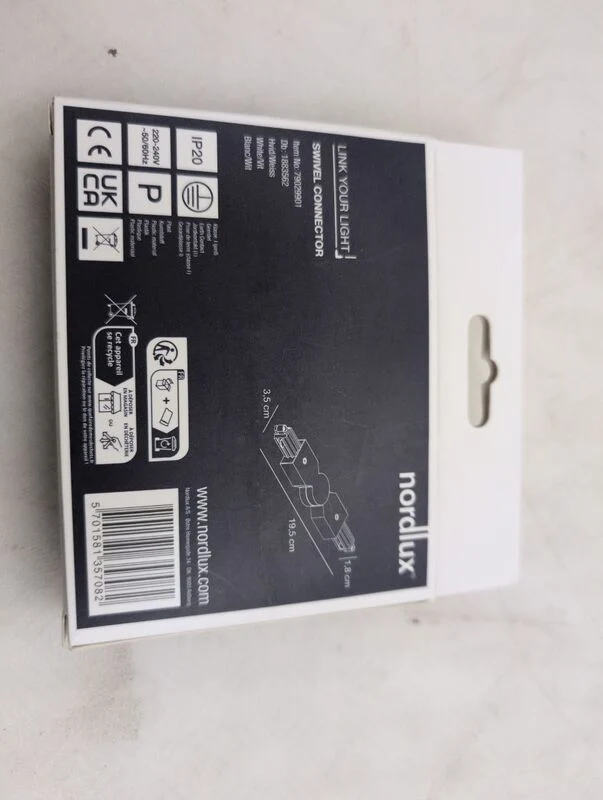 B-Ware Nordlux Hochvolt-Schienensystem Verbinder Linkadapter Weiß IP20 230V 120x35x18mm