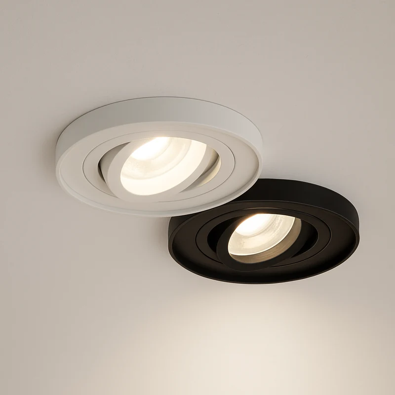 LED Einbaustrahler inkl. GU10 Fassung | Weiß o. Schwarz | Rund Ø98mm | Aluminium | IP20 | 230V | extra-flach | dimmbar