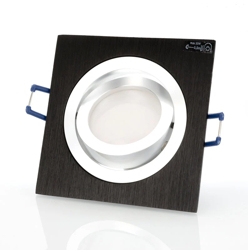 Einbaustrahler STAR aus Aluminium Eckig 92mm X 92mm IP20 inkl. GU10 Fassung 230V | extra-flach | dimmbar
