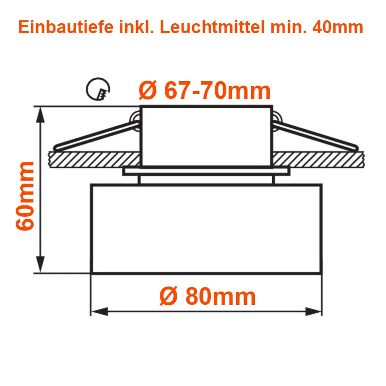 LED Einbaustrahler Extra Flach Oviedo | nur 40mm Einbautiefe | 7W | Rund | Weiß | IP20 | 230V