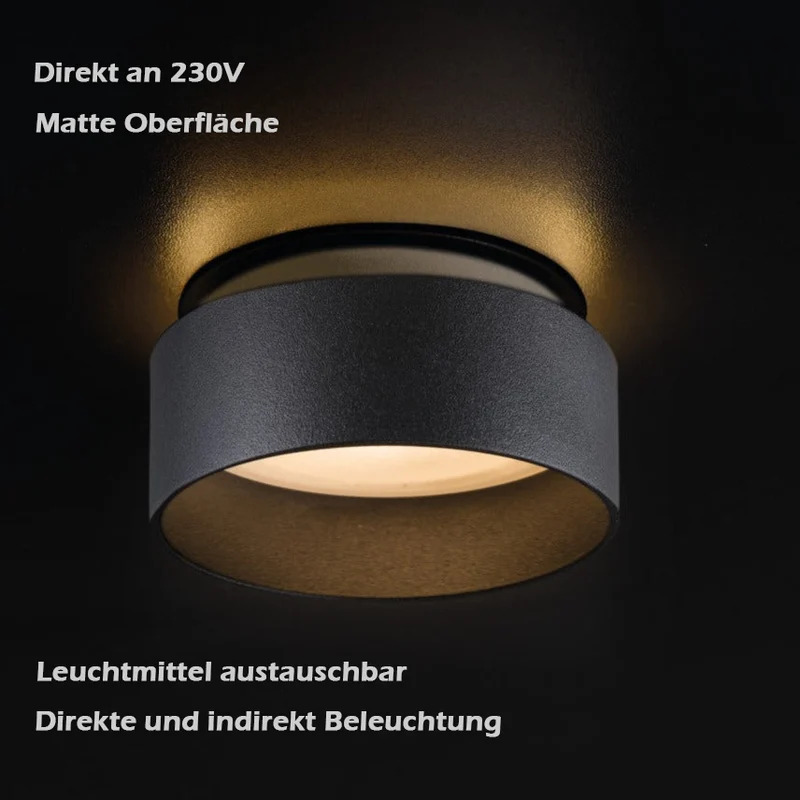 LED Einbaustrahler Oviedo aus Aluminium | Rund | Schwarz-Gold oder Weiß-Gold | IP20 | inkl. GU10 Fassung | 230V | extra-flach | dimmbar