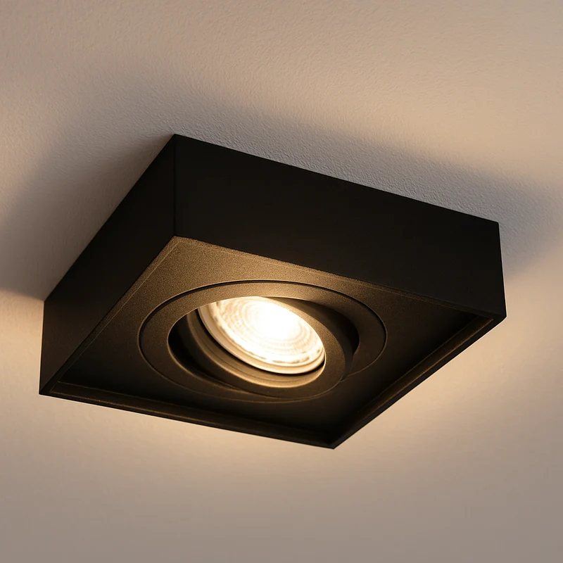 Einbaustrahler aus Aluminium Stahl Eckig 98mm x 98mm IP20 inkl. GU10 Fassung 230V | extra-flach | dimmbar