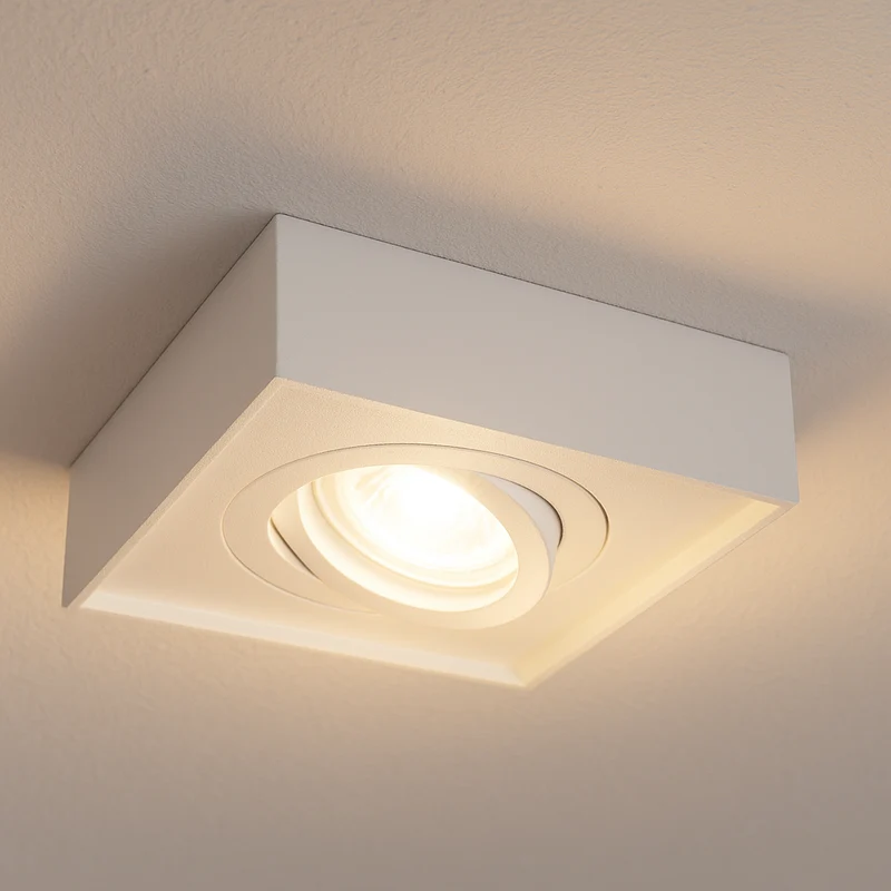 Einbaustrahler aus Aluminium Stahl Eckig 98mm x 98mm IP20 inkl. GU10 Fassung 230V | extra-flach | dimmbar