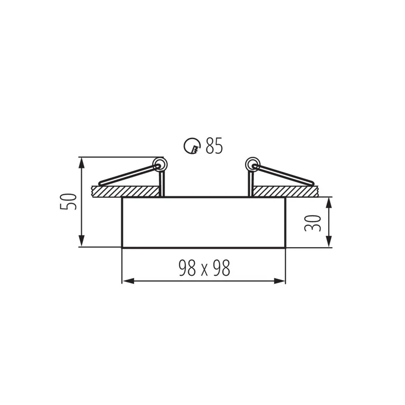 Einbaustrahler aus Aluminium Stahl Eckig 98mm x 98mm IP20 inkl. GU10 Fassung 230V | extra-flach | dimmbar