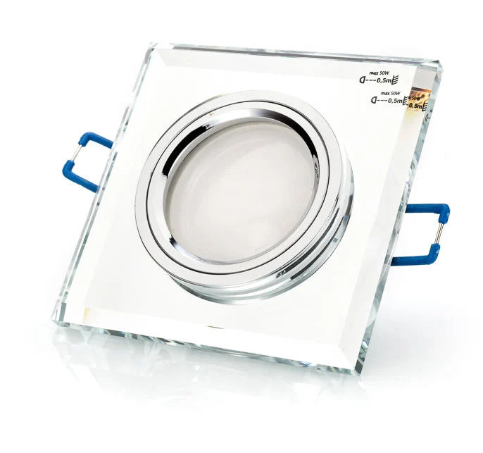 LED Einbaustrahler Cristal aus Glas 6.2W Warmweiß | Dimmbar | Eckig | Klar-Spiegel | inkl. GU10 Fassung | 230V | extra-flach