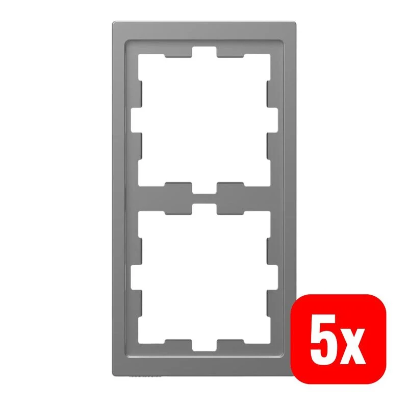 5x B-Ware Merten D-Life MEG4020-6536 Edelstahl Rahmen 2fach für Schalterprogramm