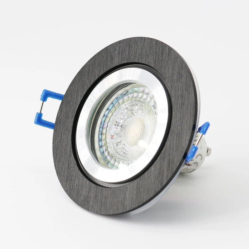 LED Einbaustrahler Star IP44 | aus Aluminium | für Badezimmer | Rund | Schwarz | inkl. GU10 Fassung | 230V | energieeffizient | umweltfreundlich | extra-flach | dimmbar