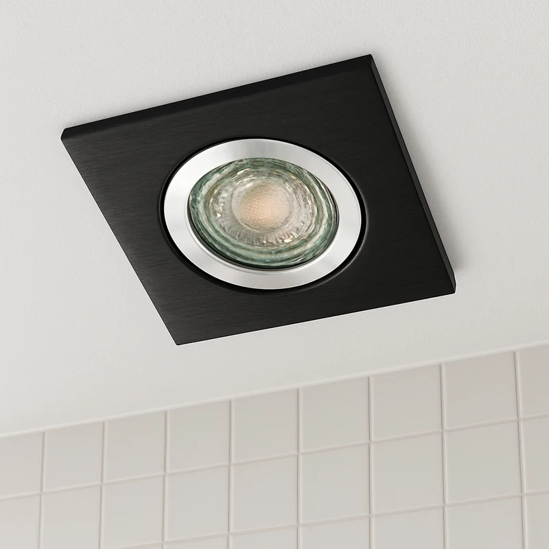 LED Einbaustrahler Star IP44 | aus Aluminium | für Badezimmer | Eckig | Schwarz | inkl. GU10 Fassung | 230V | energieeffizient | umweltfreundlich | extra-flach | dimmbar