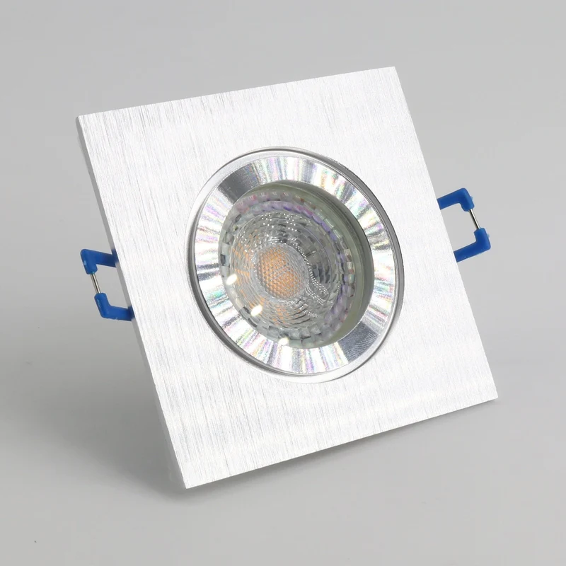 LED Einbaustrahler Star IP44 Warmweiß Neutralweiß Kaltweiß | Extra-flach | Dimmbar | Eckig | Alu gebürstet | inkl. GU10 Fassung | 230V