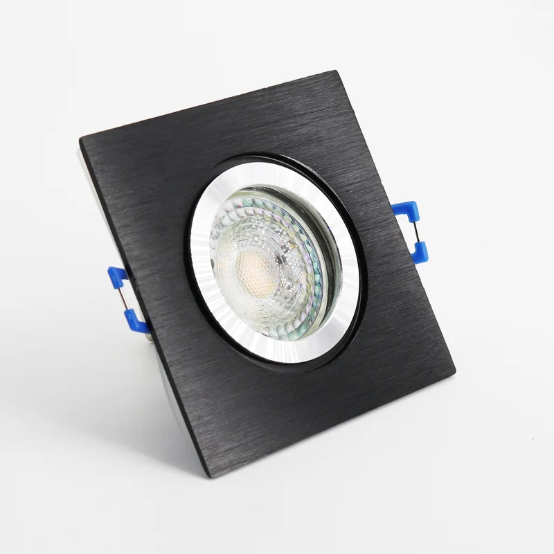 LED Einbaustrahler für Badezimmer | Star IP44 | 6.2W Warmweiß | Dimmbar | Eckig | Schwarz | inkl. GU10 Fassung | 230V