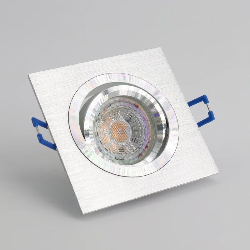 LED Einbaustrahler Star 6.2W Warmweiß | Dimmbar | Eckig | Alu-Silber-Gebürstet | inkl. GU10 Fassung | 230V