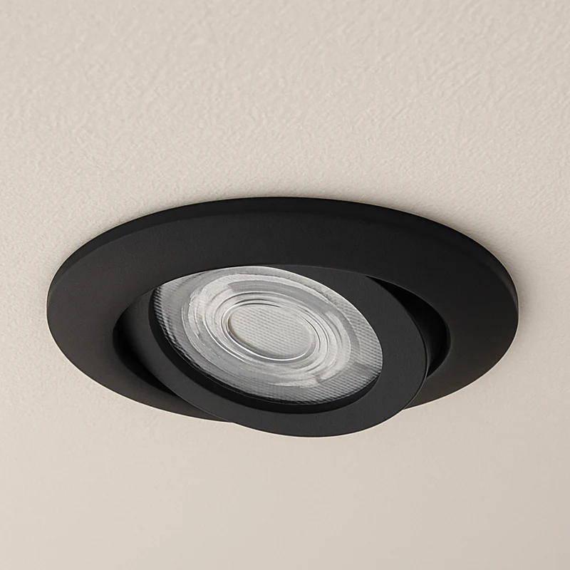 LED Einbaustrahler Extra-Flach | 5W Warmweiß | Lochmaß Ø68mm | Schwarz | Dimmbar | 230V