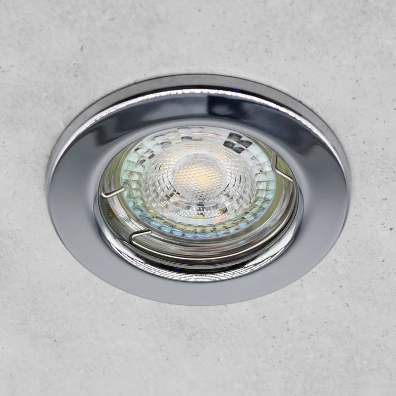 LED Einbaustrahler Decoro | 7W Ra95+ | Dimmbar | starr | Rund | Chrom | Warmweiß | inkl. GU10 Fassung | 230V