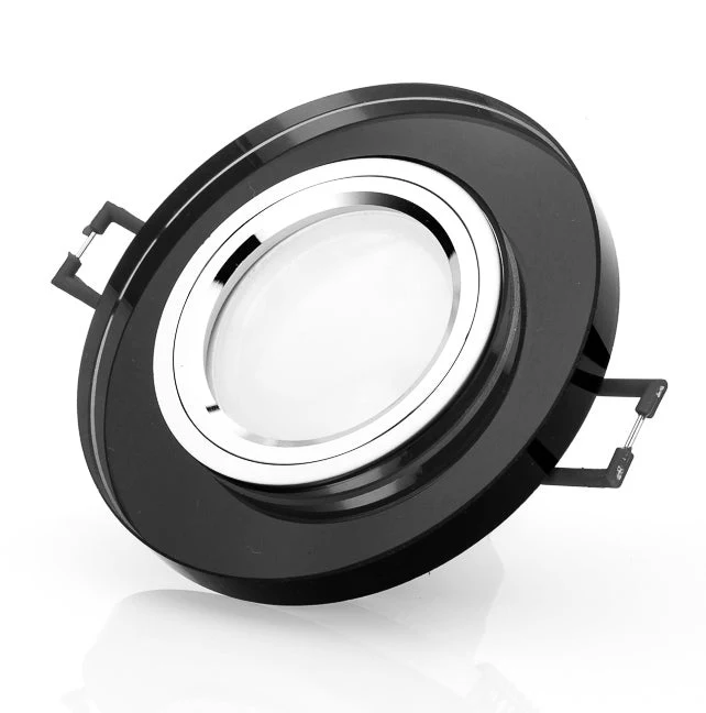 LED Einbaustrahler Cristal aus Glas 6.2W Warmweiß | Dimmbar | Rund | Schwarz-Spiegel | inkl. GU10 Fassung | 230V | extra-flach